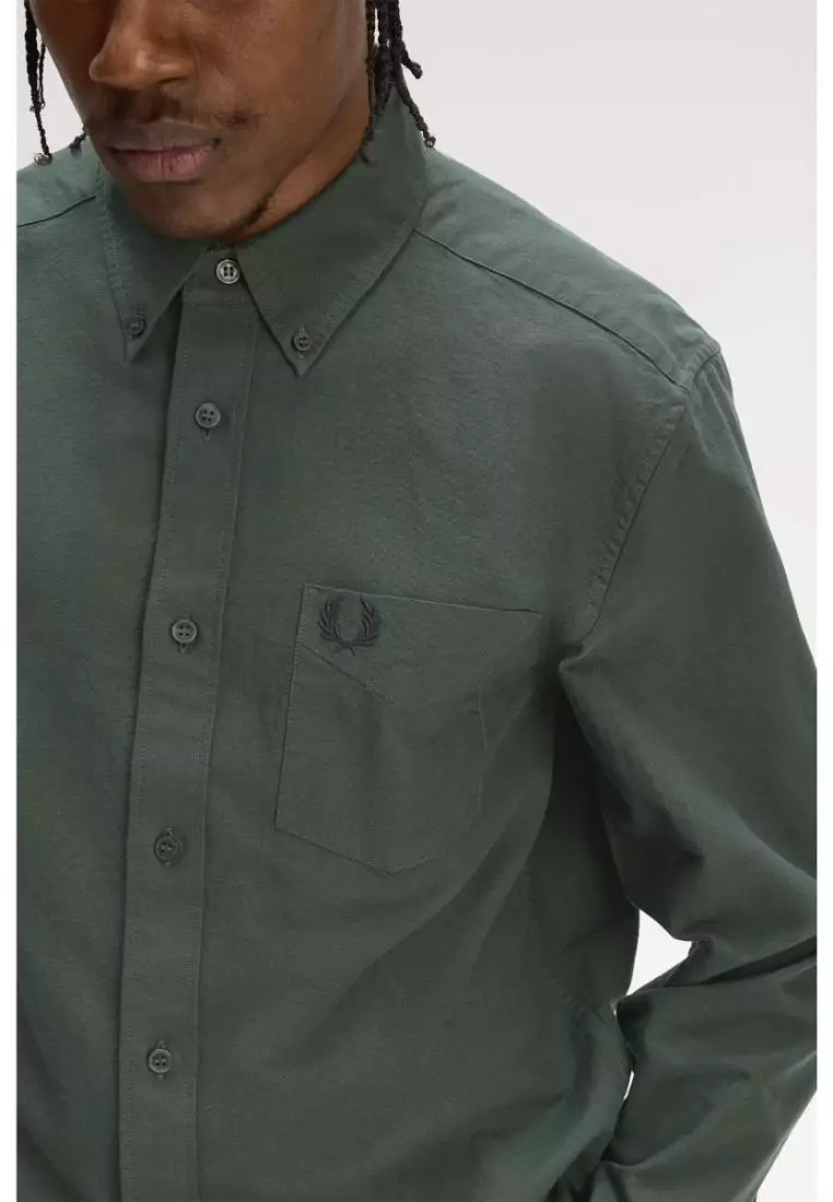 Fred Perry M5516 Long-Sleeve Oxford Shirt (Court Green)