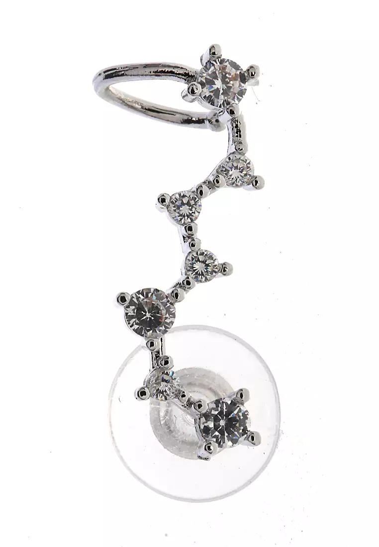 Anting Rhinestones Earclimber Aksesoris Wanita Design Elegant- Silver