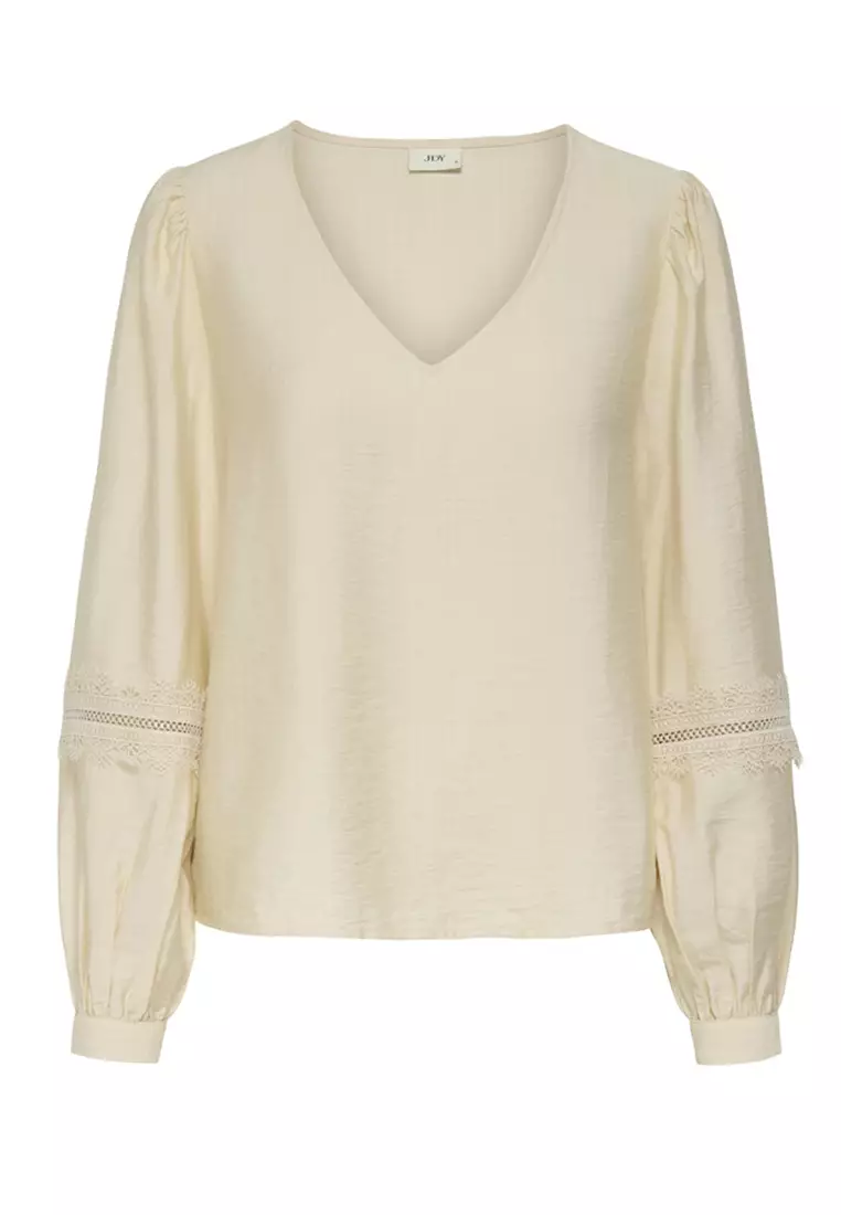 Long Sleeve Lace Woven Top