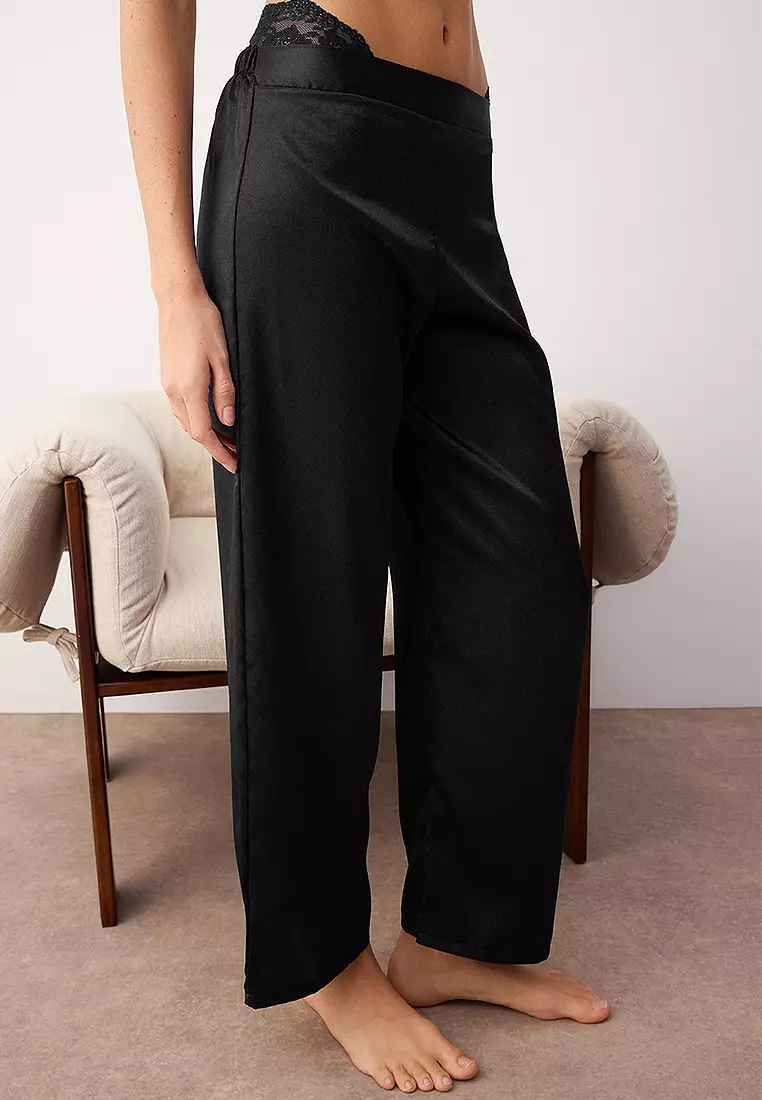 Lace Top & Panties With Pyjama Pants 3-Piece Set