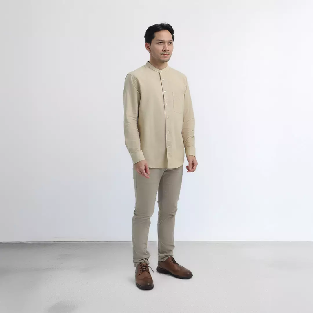 Platini Kemeja Pria Koko Shanghai Panjang Katun Beige 22065.28
