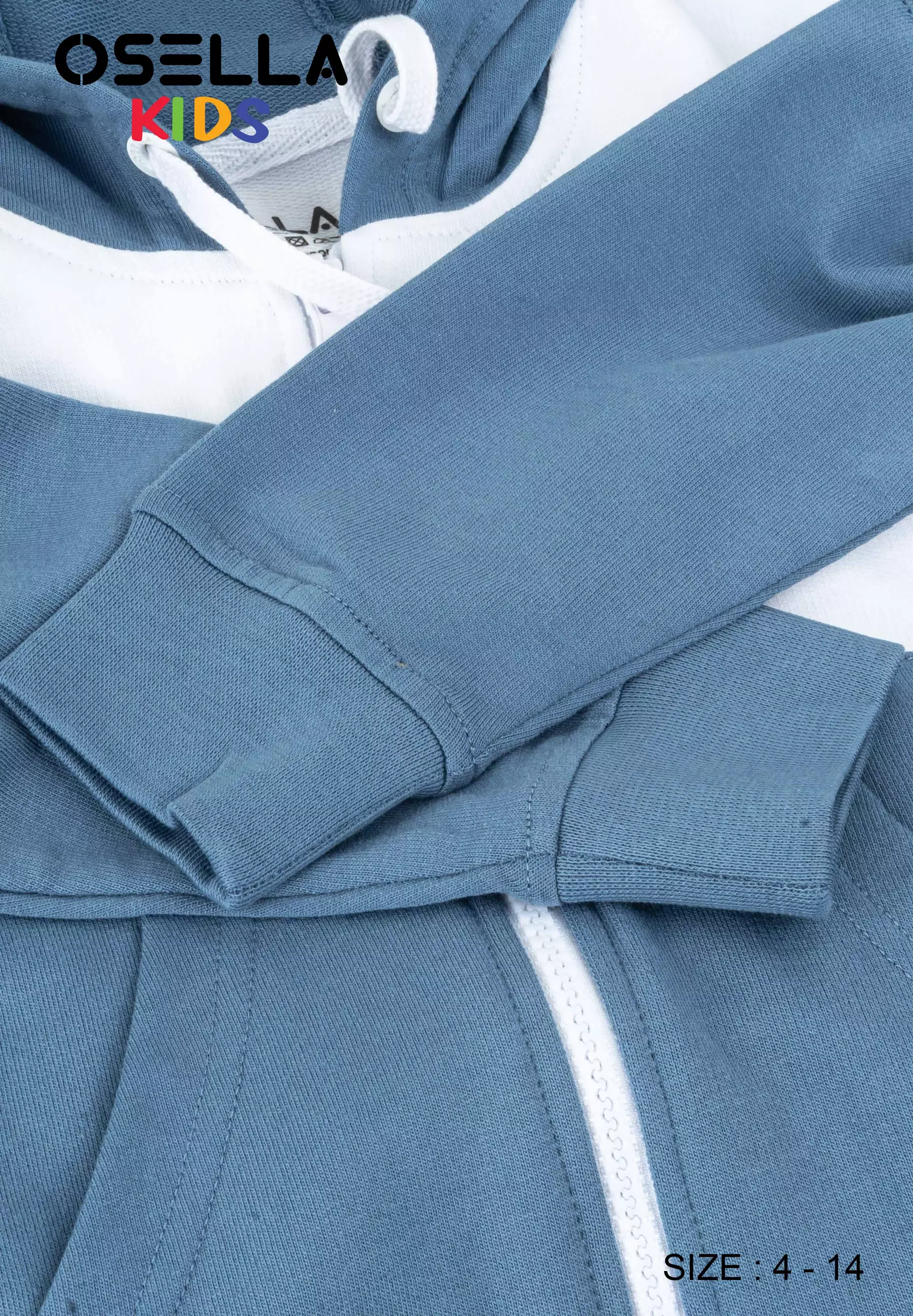 [NEW] Osella Kids Brave Knit Hoodie Jacket Combination In Seaport And White 2262400161 | Jaket Anak Laki-Laki