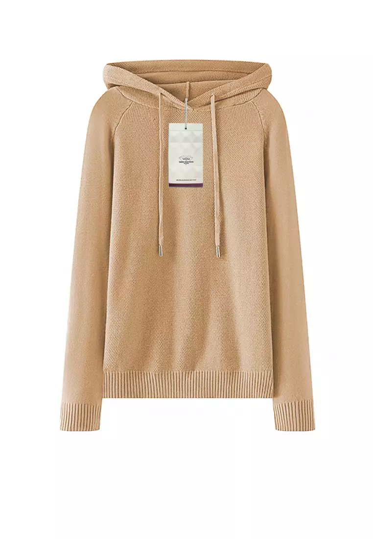 VANSASolid Color Hooded Knitted Sweater VCW-Kw-05232