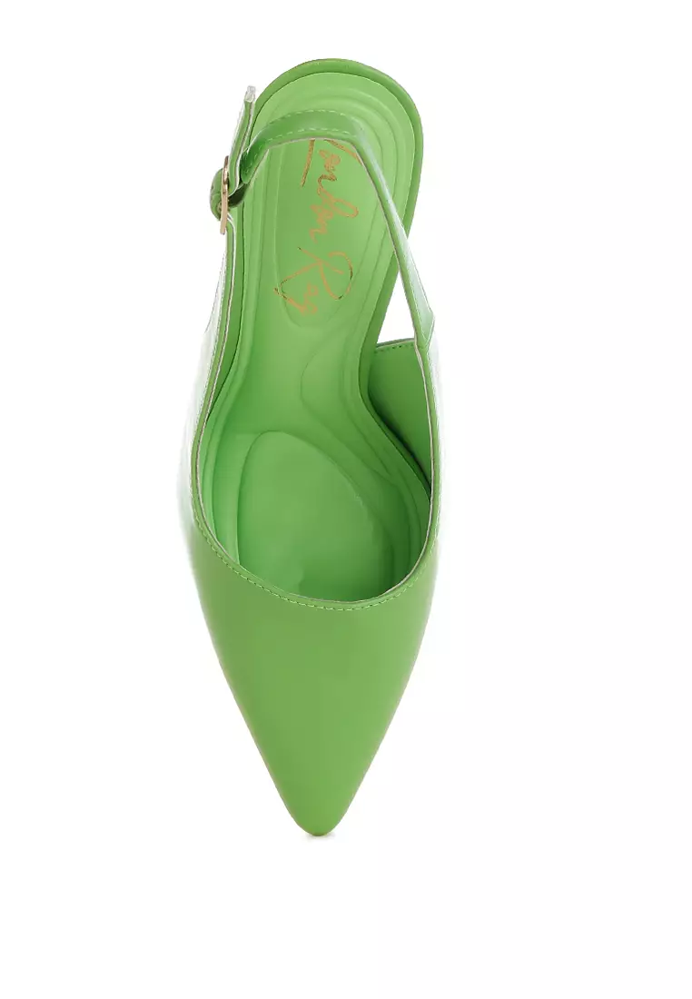 Pointy Toe Slingback Pumps In Green