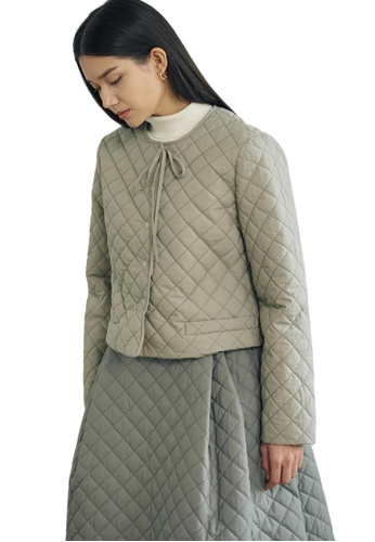 TAV grey [Korean Designer Brand] Quilted Ribbon Jacket - Khaki Grey F3318AA08DBFB9GS_1