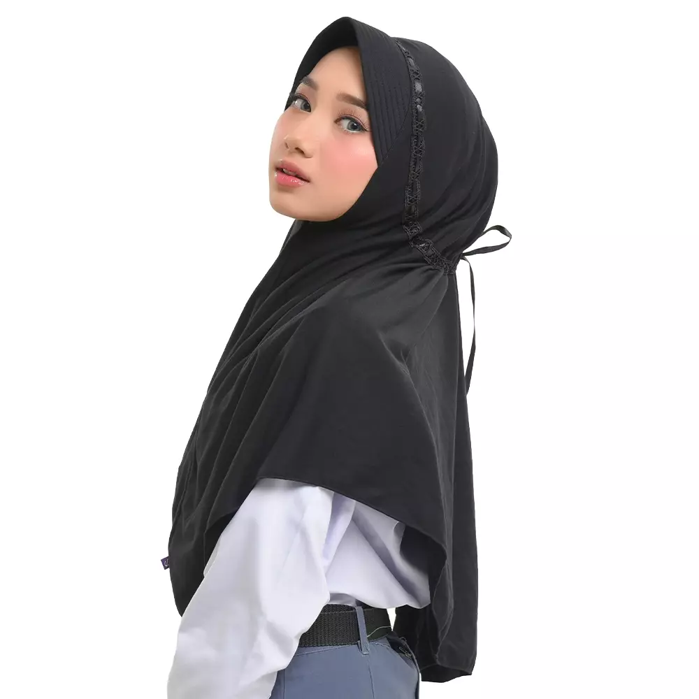 Rabbani - Kerudung Sekolah Instan Hemy - Black S (New)