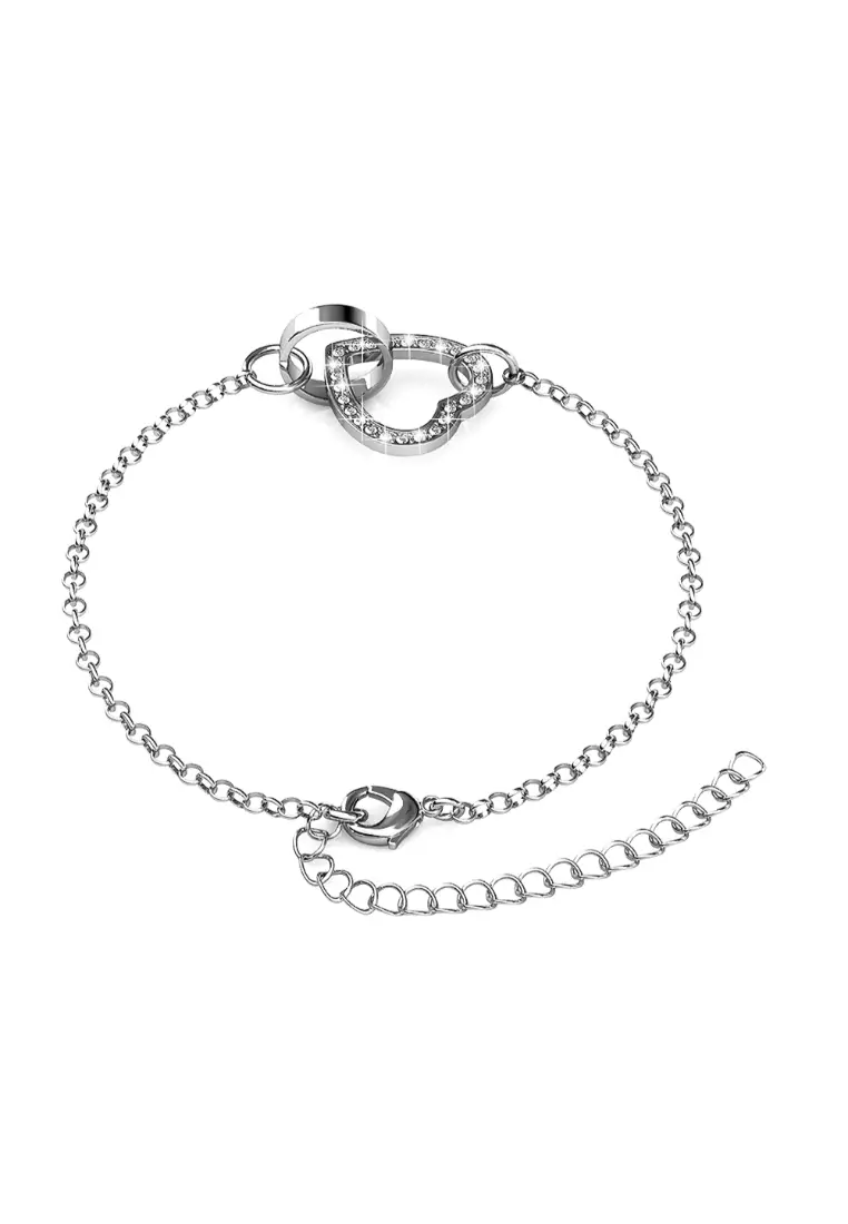 Buy Krystal Couture White Gold Interlocking Heart and Ring Necklace ...