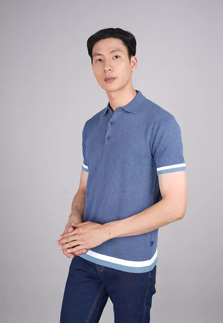 Johnwin - Polo Sweater - Kaos Polo - Bahan Sweater - Putih ASW