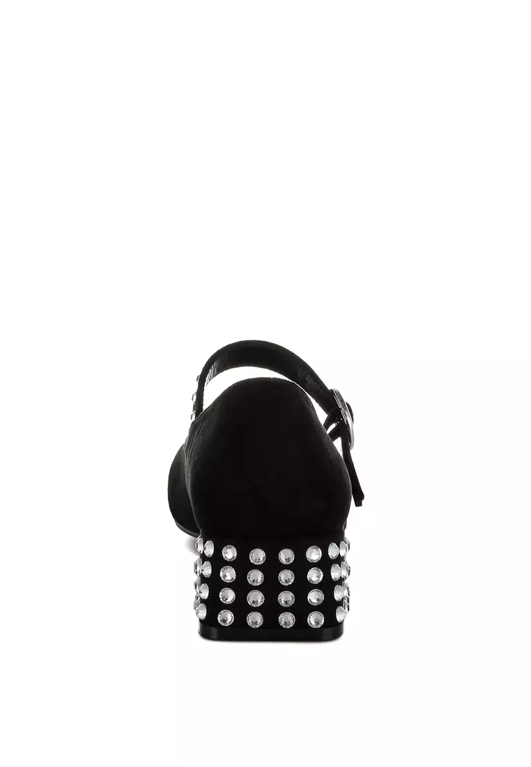 黑色鉚釘瑪麗珍高跟鞋