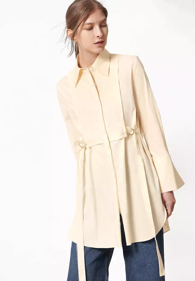 Long Sleeve Shirt With Adjustable Side Ties