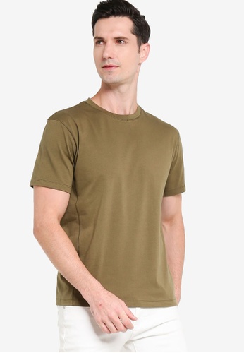 ZALORA BASICS green Drop Sleeve Contrast Stitch T-shirt CDC23AA42B0EC0GS_1