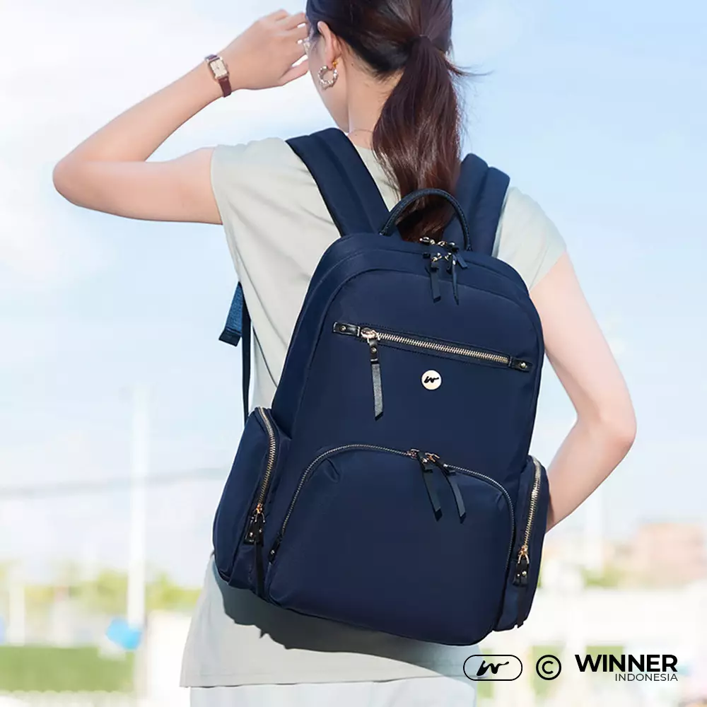 WINNER Tas Ransel Laptop 15,6 inch Oxford Anti-Air Backpack Korean Style (T14-012) - Warna Navy 15,6 inch