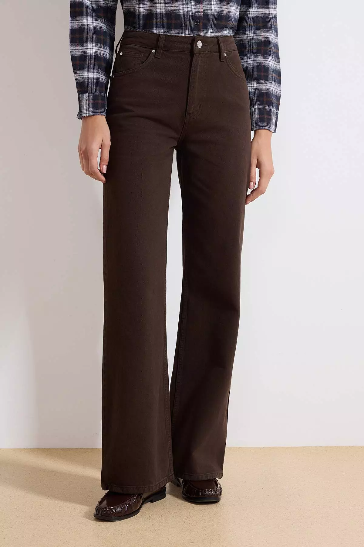 Brown High Waist Wide Leg Jeans Twoaw24Je274