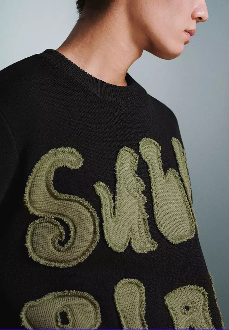 UR冬季新款男装休闲创意图案圆领长袖针织衫UMV940045