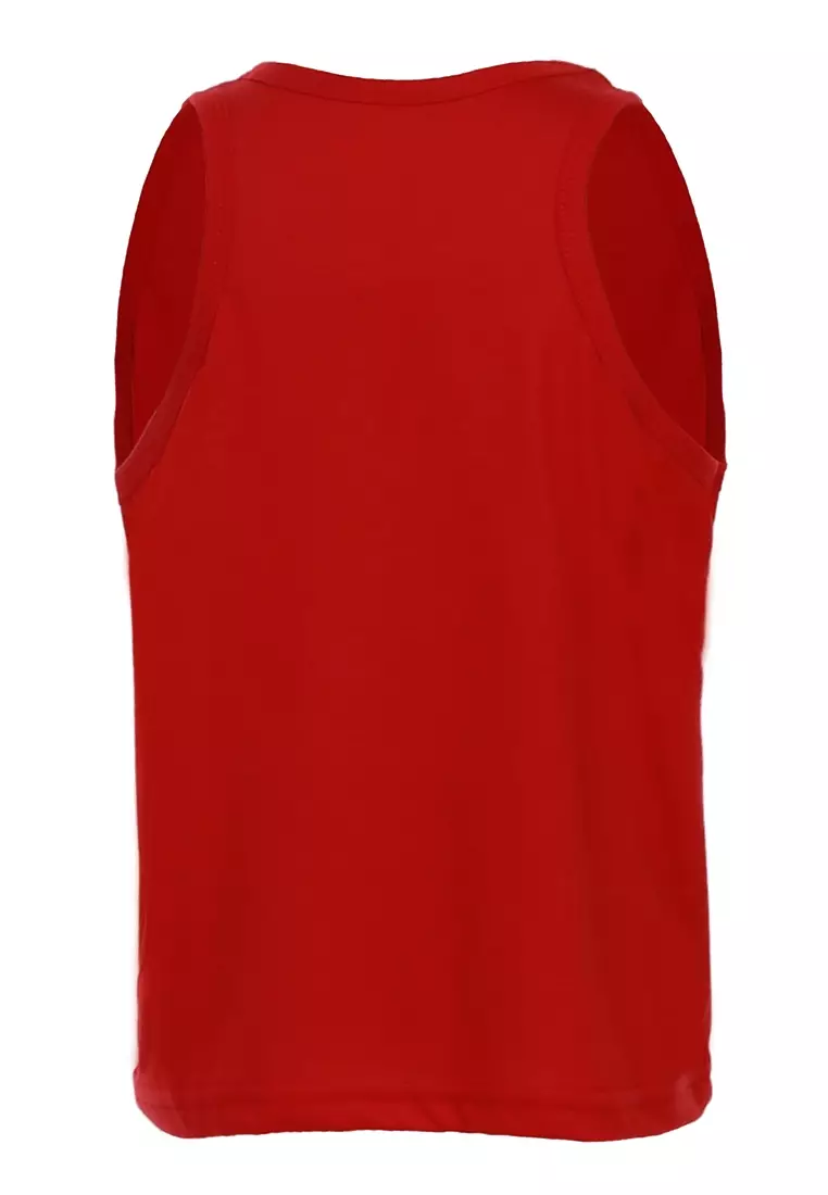 Oriel Singlet Anak Unisex Motif Detak Kids Tshirt Sleeveless Material Cotton ORIGINAL - Red