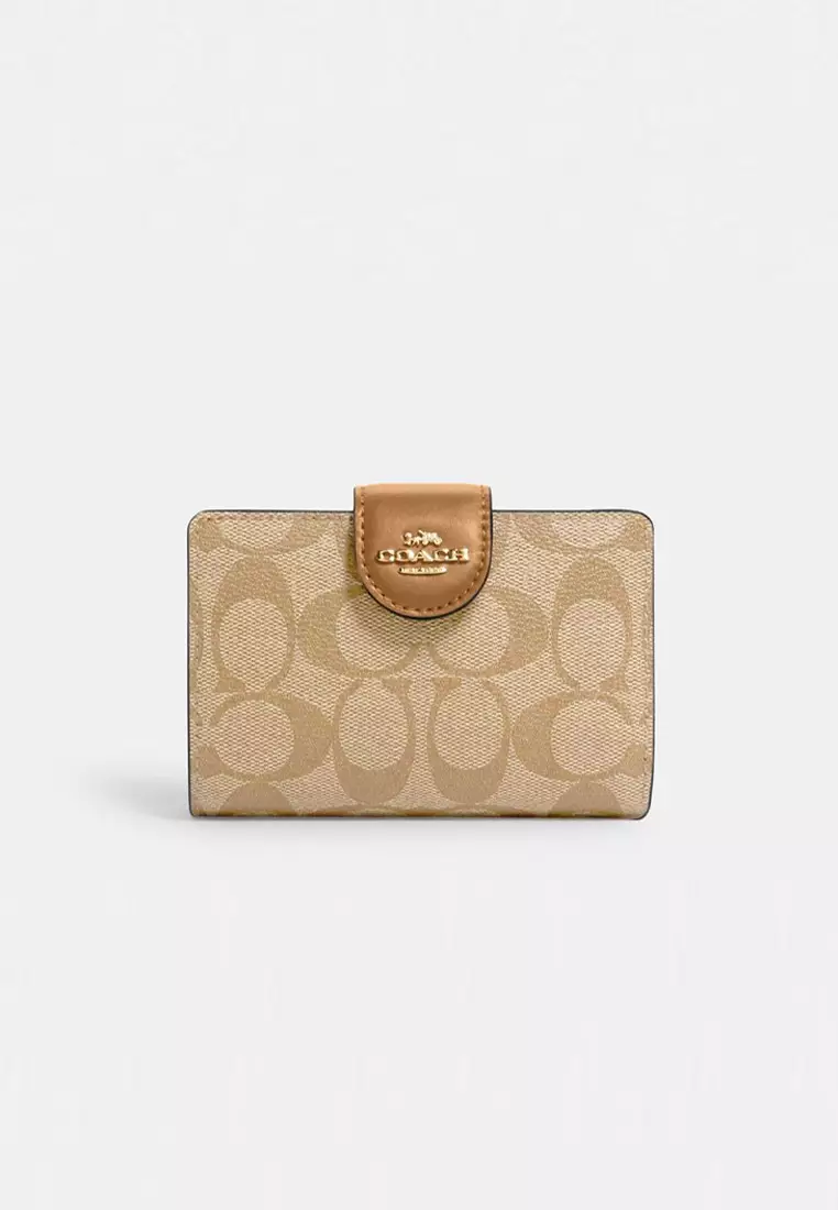 Coach Coach MEDIUM CORNER ZIP WALLET PVC with Cow Leather Mini