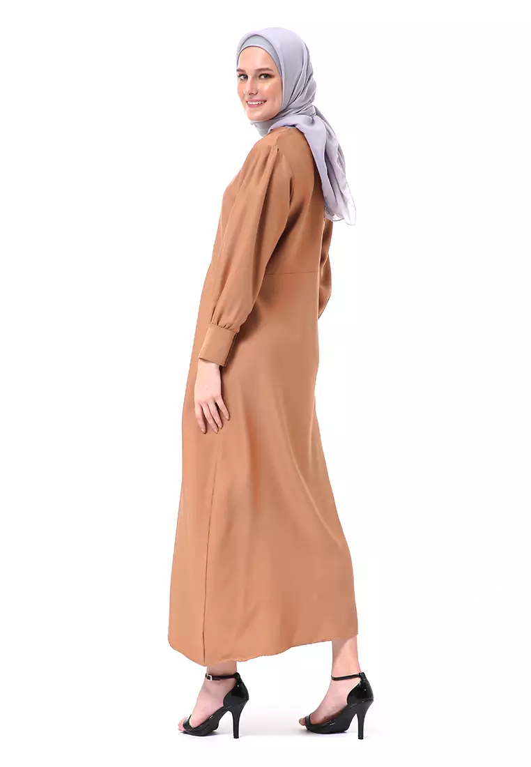 Alliyah Dress Gamis Muslimah Long Sleeve Model Balon Regular Fit Premium High Quality - Milo