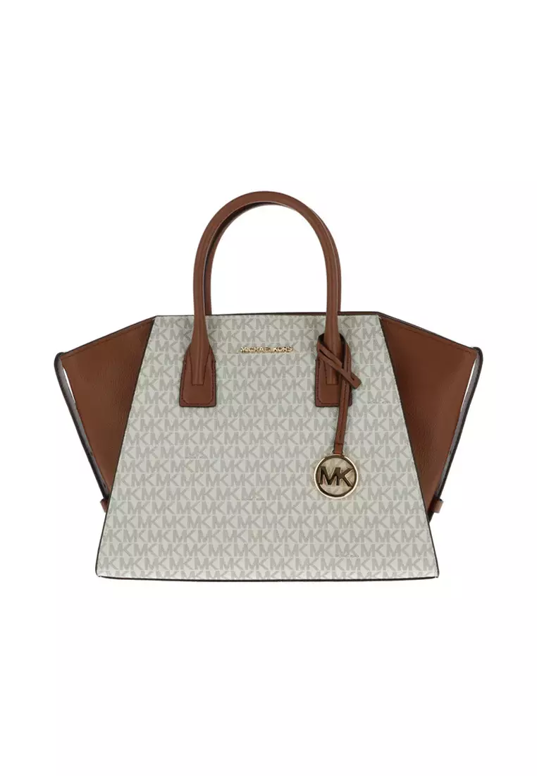 Michael Kors MK AVRIL LG TZ SATCHEL Leather Large Women s One Shoulder Handbag 35F1G4VS3B VANILLA