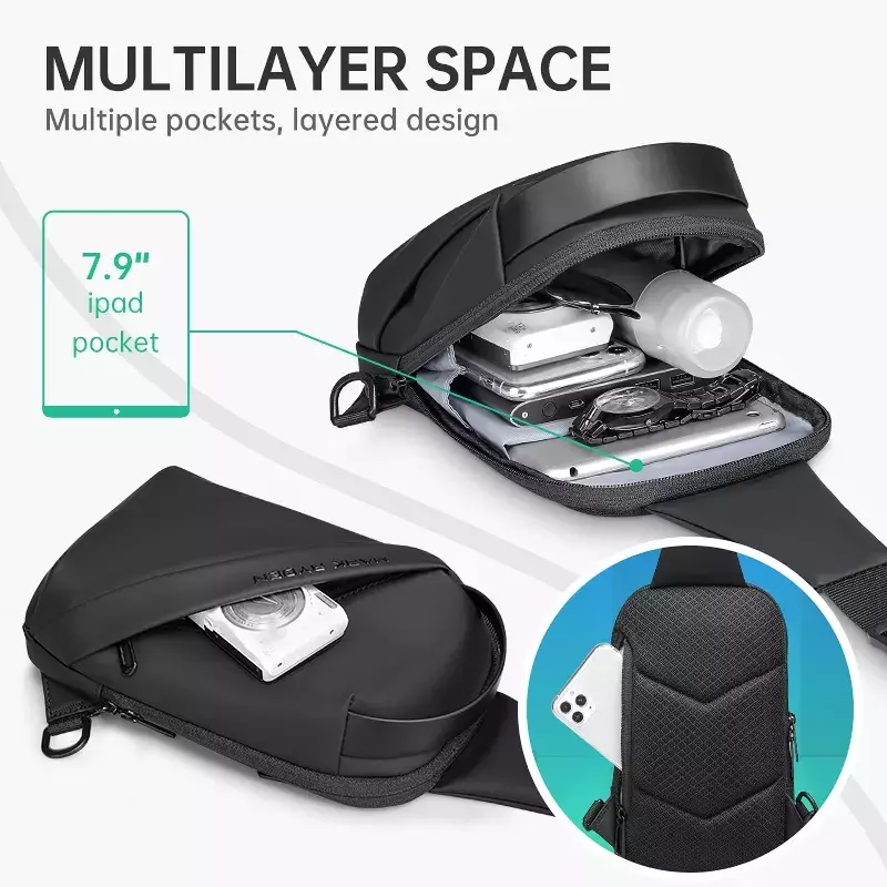 Mark Ryden MR8518 Tas Selempang Pria WaistBag Pria Sling Bag Pria Crossbody Bag - BLACK