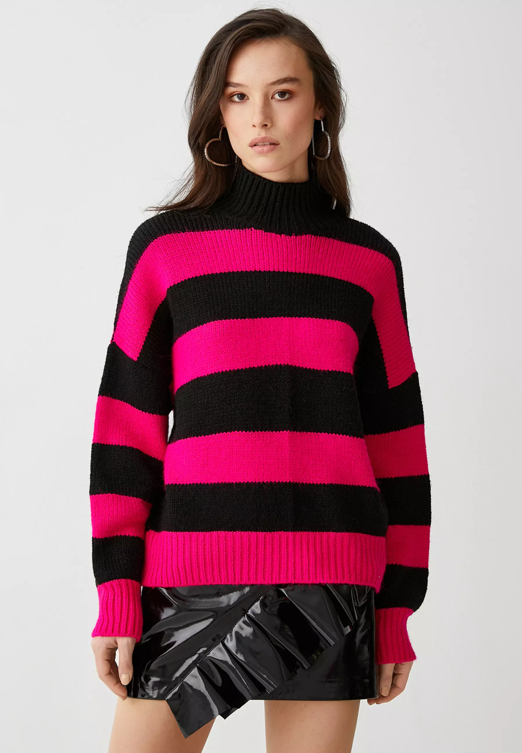 KOTON Colorblock Turtleneck Sweater