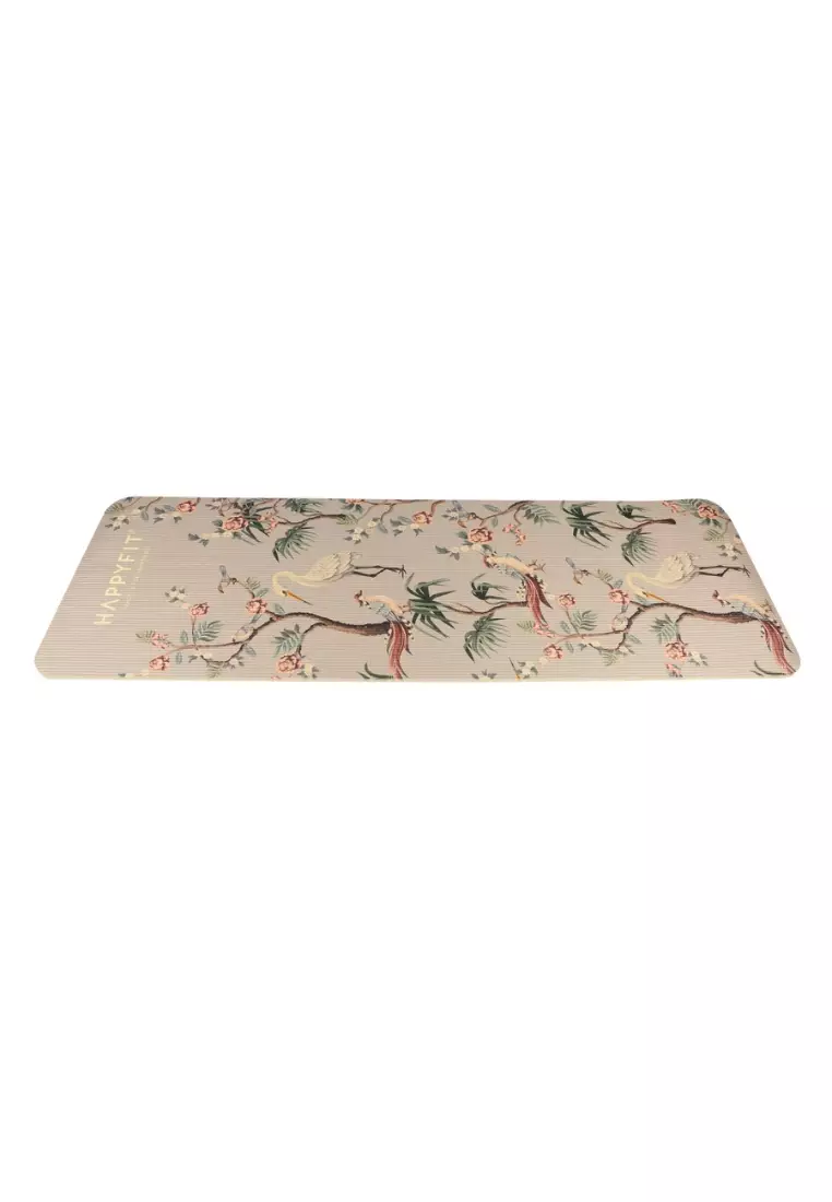 HAPPYFIT Yoga Mat Printing NBR 15mm Free Strap Secret Garden