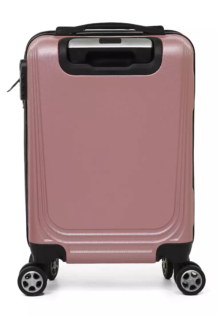 Caroline Koper Hardcase Unisex Size 18 Inch Tas Travel Large Compartment Material ABS+PVC Coated ORIGINAL - Pink
