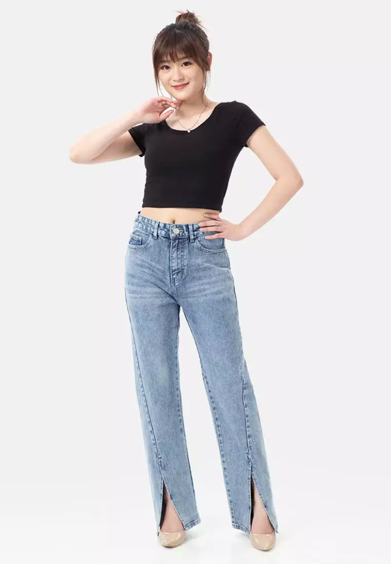 Slit Straight Jeans