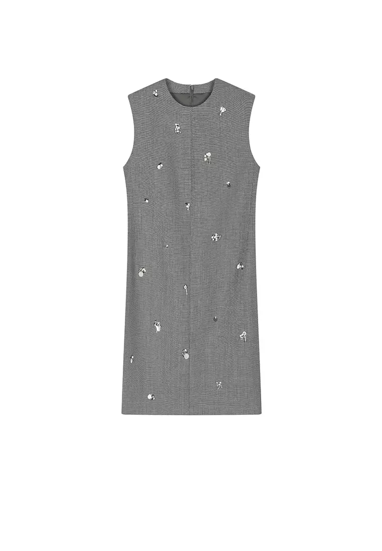 [Cocktail] Blend 3D Pattern X-line Sleeveless Dress