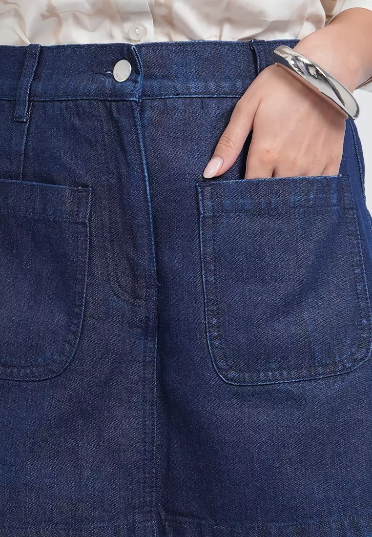 Double Pocket Mini Denim Skort DARK BLUE