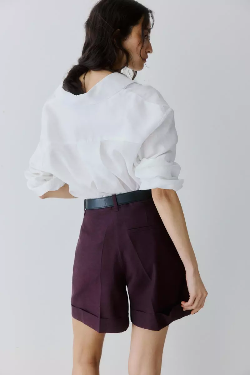 Tailored linen-blend shorts