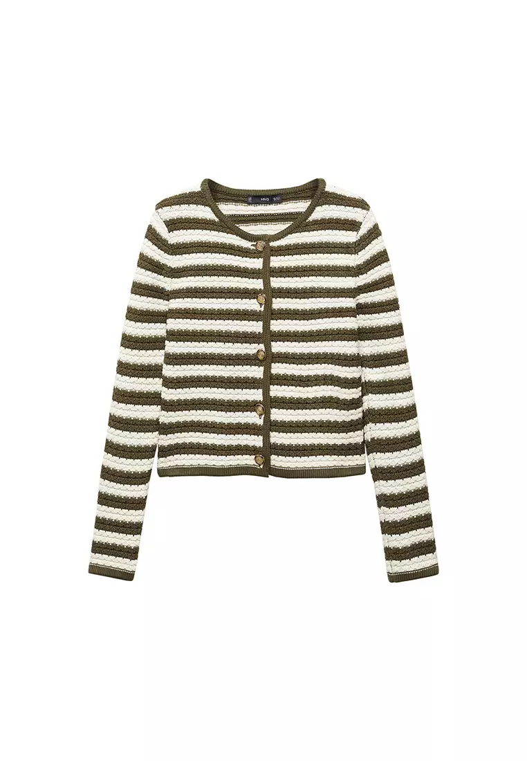Jual Mango Striped Cardigan With Jewel Buttons Original 2023 ZALORA