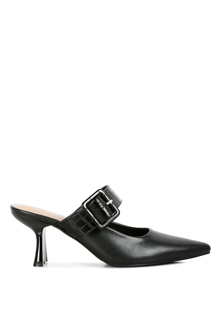 Black Block Heel Mules