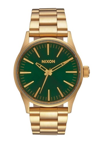 NIXON Sentry 38 SS Gold / Green Sunray Jam Tangan Unisex A4501919 - Stainless Steel - Gold