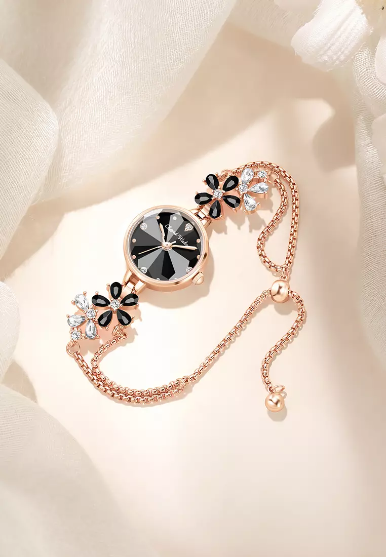 Jam Tangan Wanita Original Anti Air Korea Fashion Tali Gelang Jam Tangan Cewek Kuarsa black