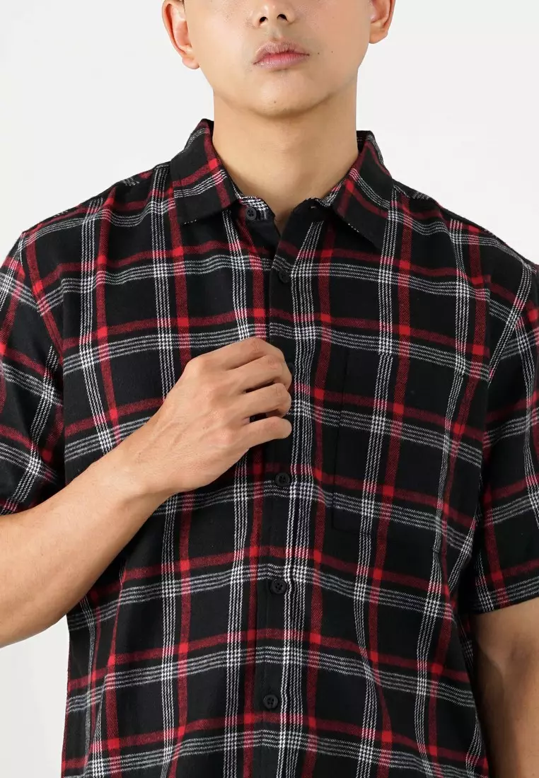 Greenlight Men's Flannel Plaid Shirt Short Sleeve Regular Fit Creo OL-C030225