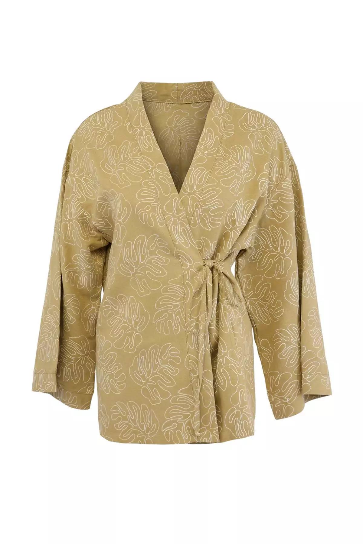 Light Khaki Woven Beach Mini Kimono&Kaftan Tbess25Km3