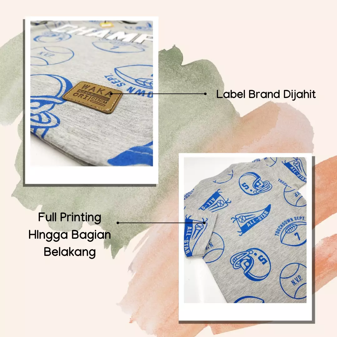 Wakakids Baju Atasan Kaos Anak Laki Laki Usia 1 Tahun Hingga 4 Tahun T-shirt Motif Champ All Star 3938 Merah