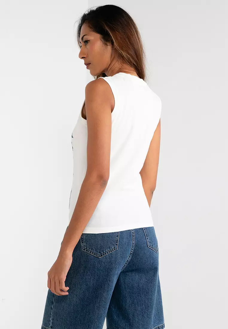 Tattoo Rhinestone Fitted Tank Top