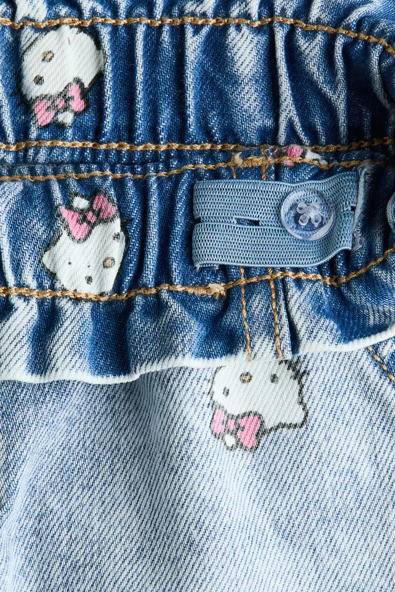Motif-detail wide leg jeans