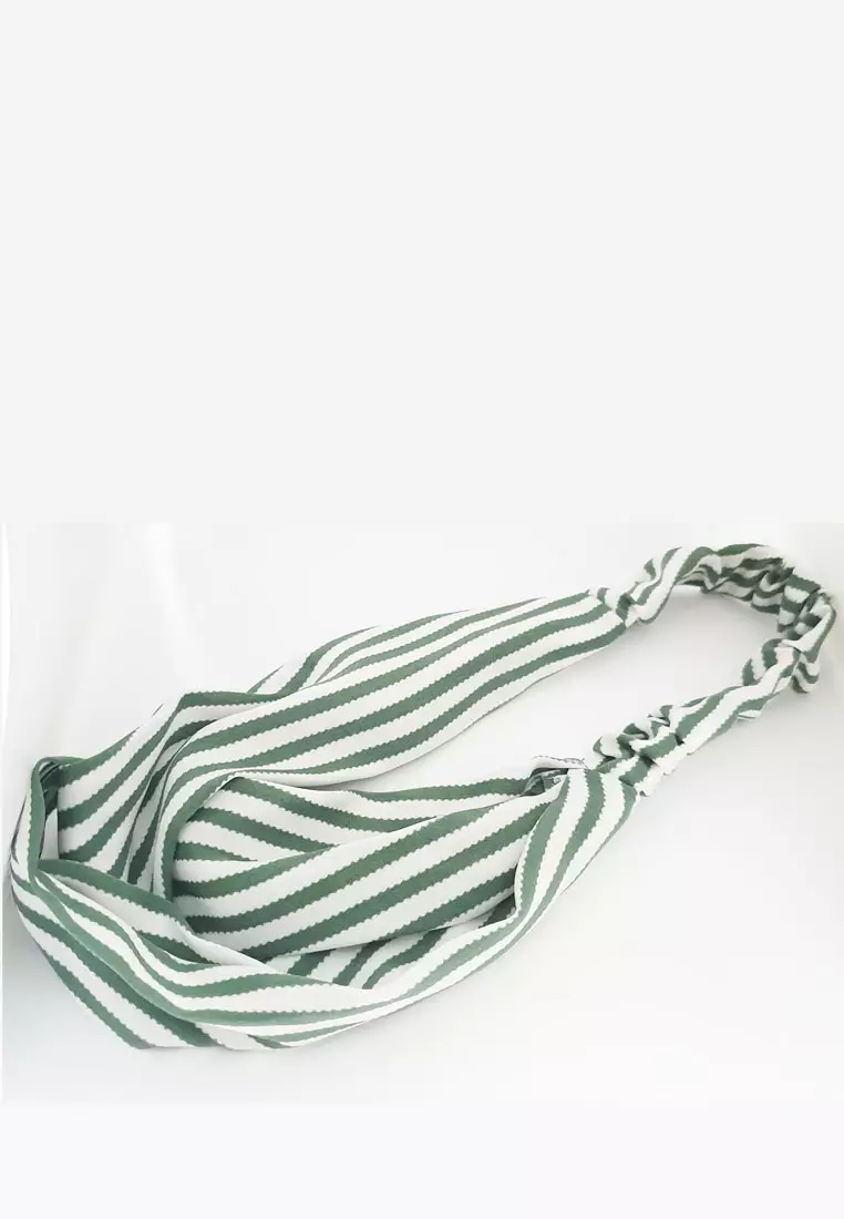Twisted Headband Curvey Stripes Green