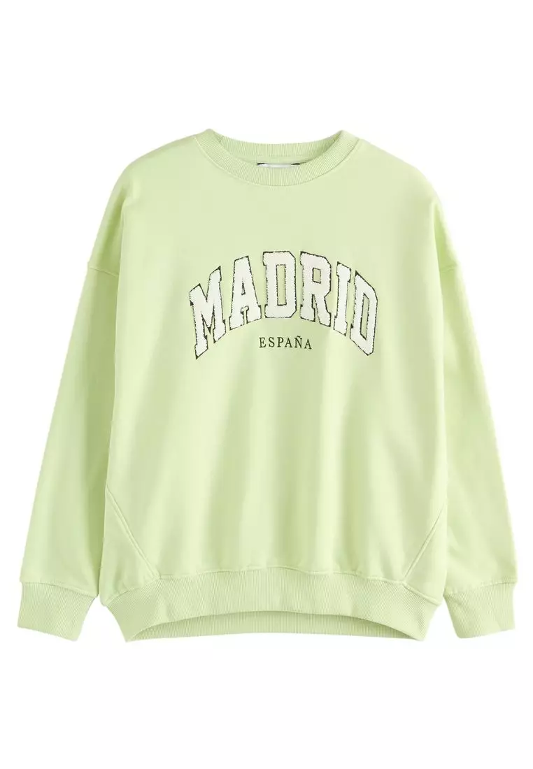 Relaxed Fit Boucle Summer City Graphic Print Sweatshirt