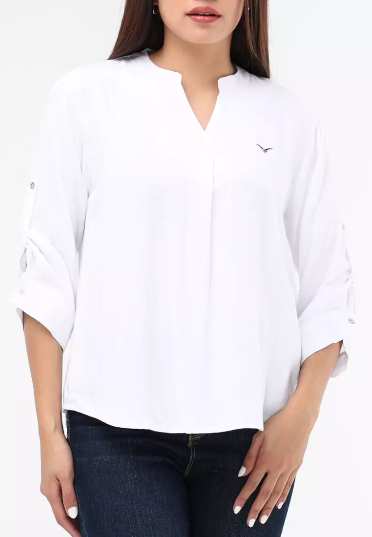 Plain Single Bold Twill 3/4 Blouse