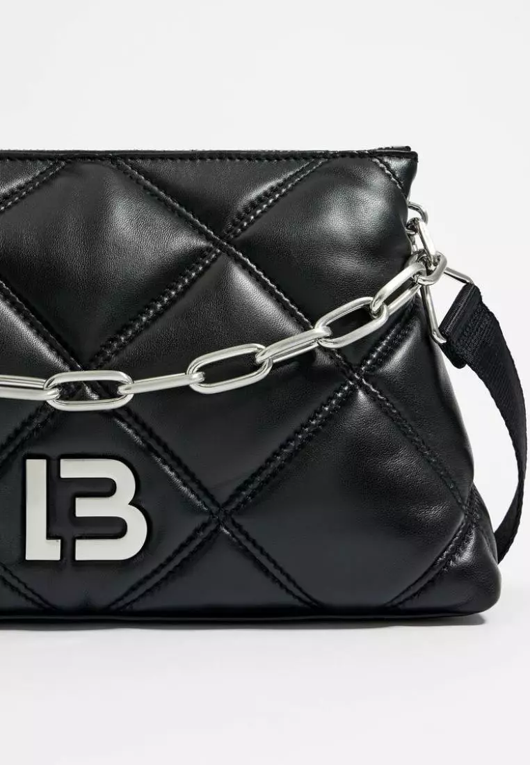 Bimba Y Lola M Black Leather Trapezium Bag