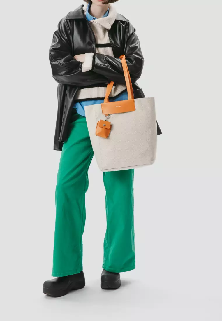 WHEAT Canvas Vegan Leather Crossbody Bag Camel