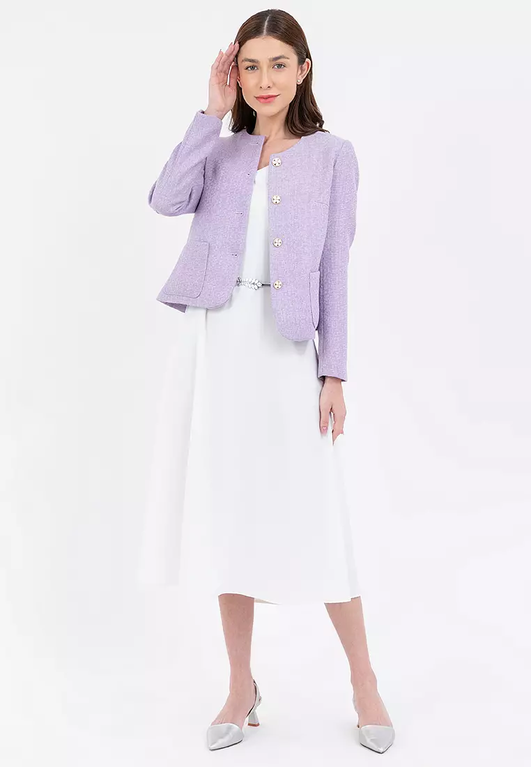Cropped Round Neck Elegant Blazer