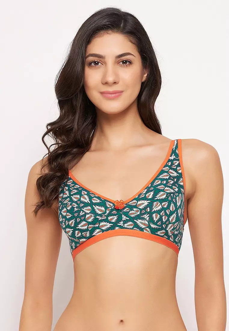 Buy CLOVIA Blue Womens Printed Non Padded Non Wired Push Up Bra