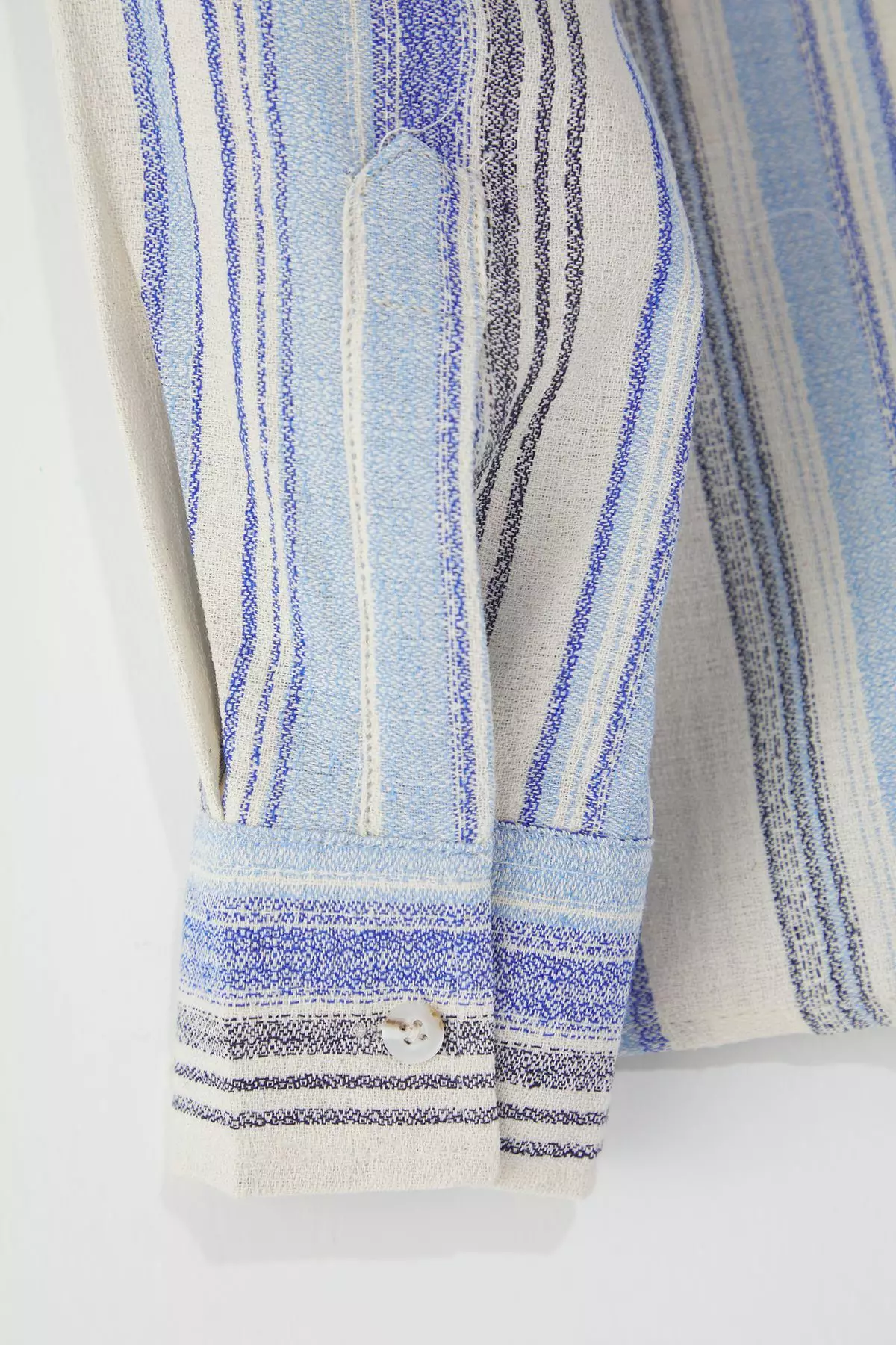 Blue Regular Fit Textured Striped Linen Look Summer Shirt TMNSS25GO00068