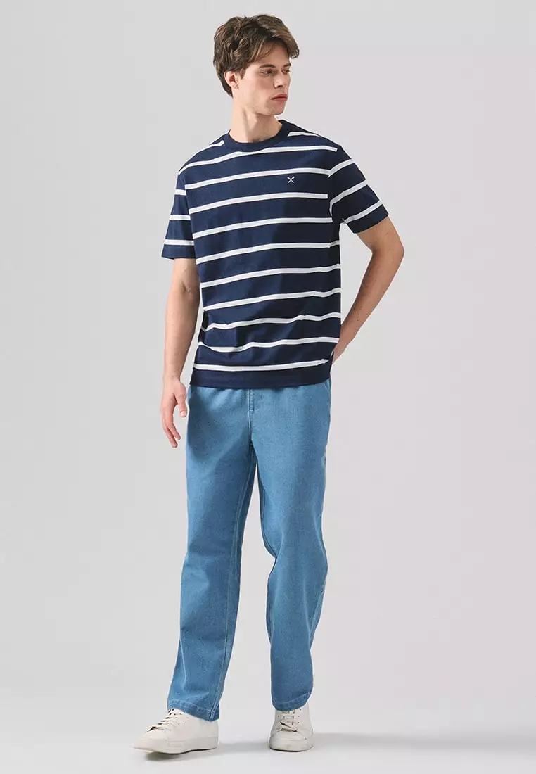 Regular Fit Basic Striped T-Shirt In  Knit Jersey