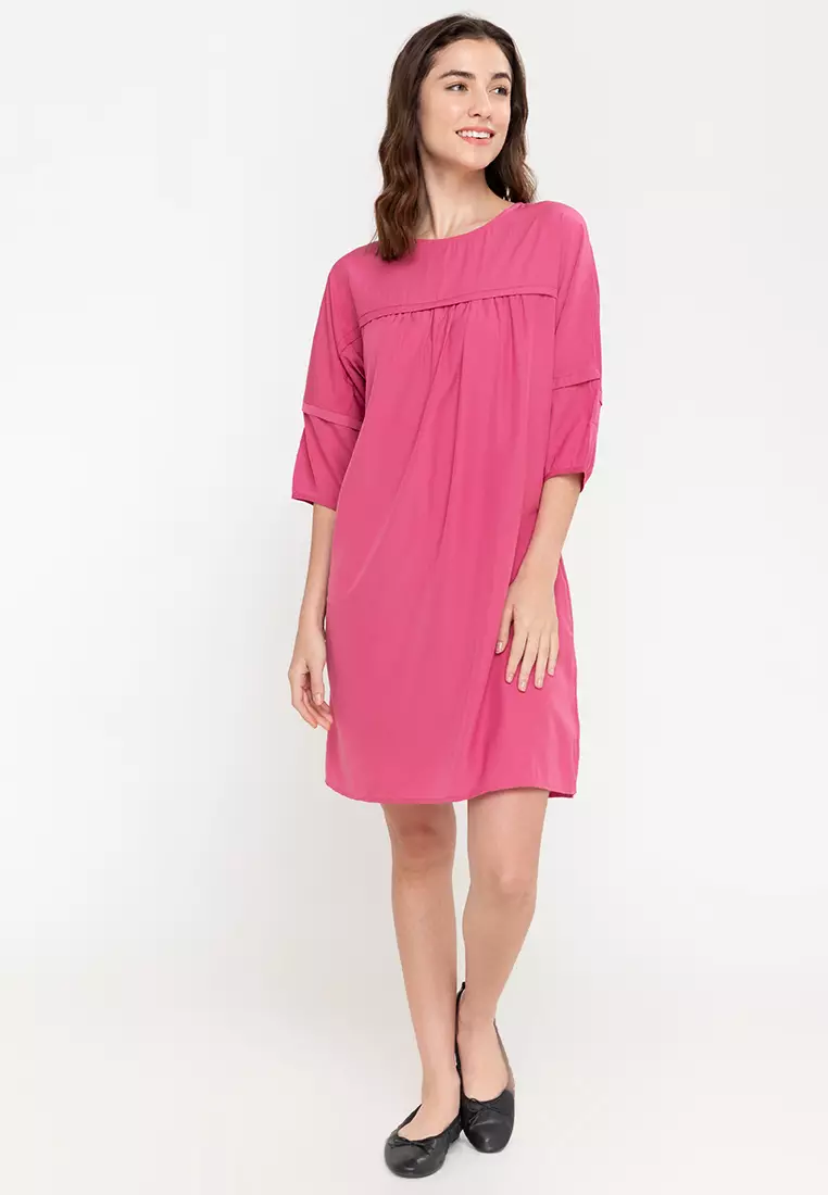 Calico Bubble Sleeve Shift Dress