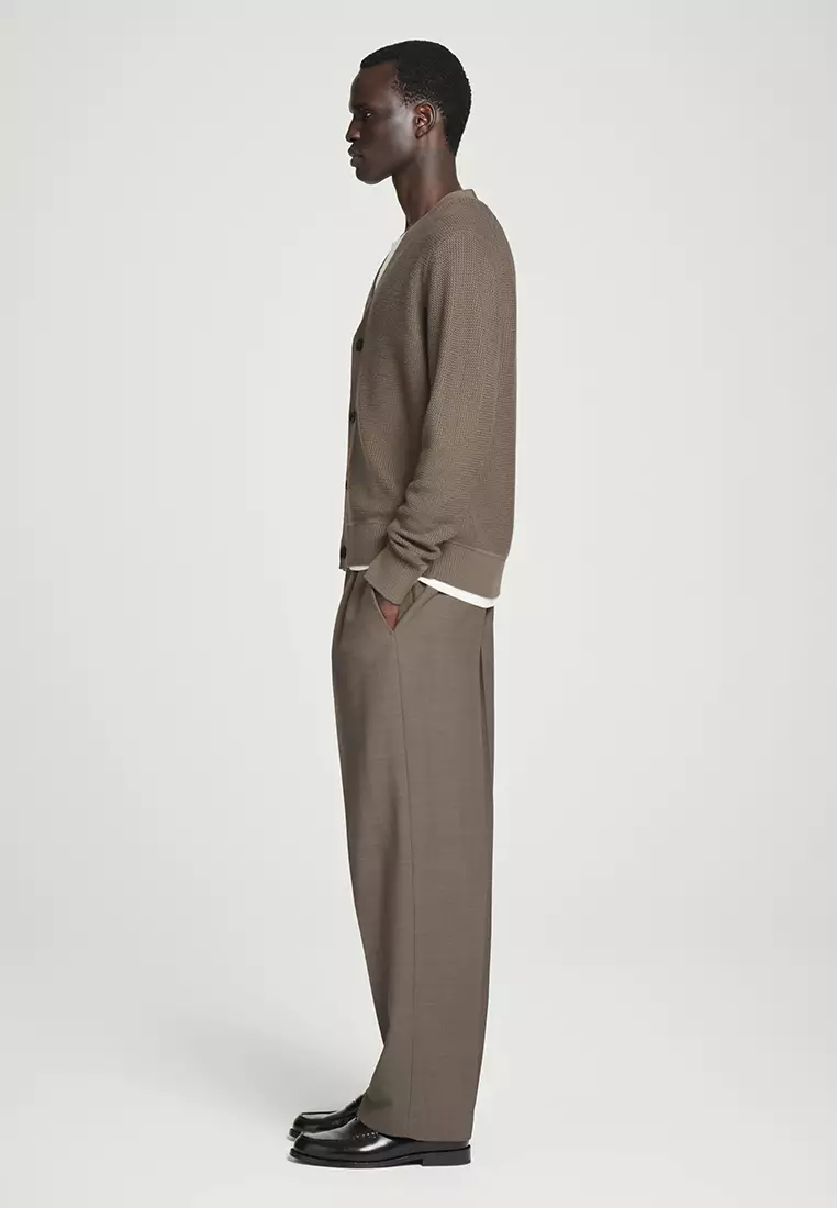 Textured Merino Wool Cardigan